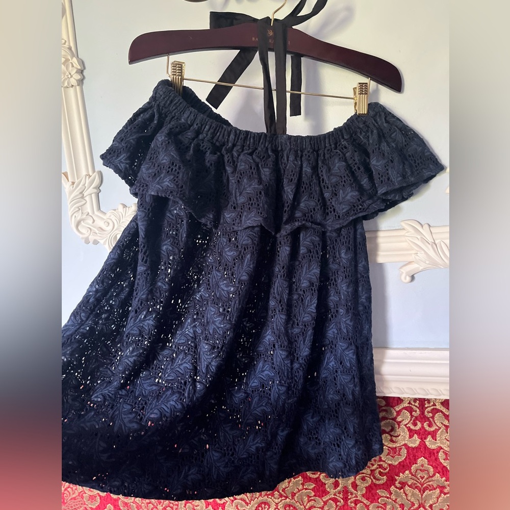 Gannì from Pixie Market Eyelet Swing Top w/ Neck Tie